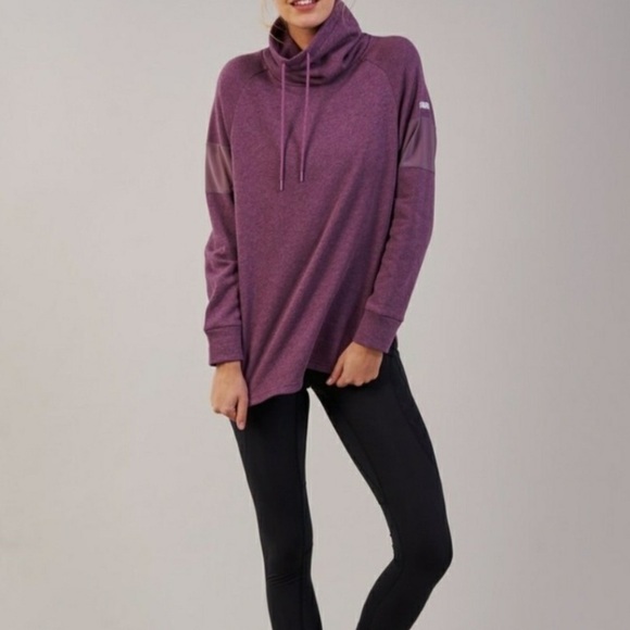 Gymshark Purple Cowl Neck Fleece lined Sweatshirt mesh sleeve size Small - Picture 2 of 12